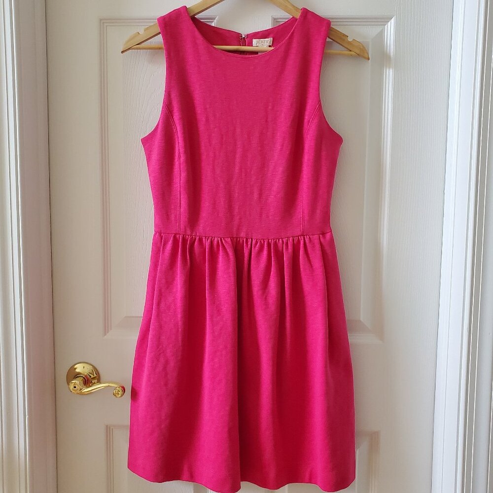 JCREW Bright Pink Dress Size XS Fit and Flare Mini Preppy Vacation Resortwear